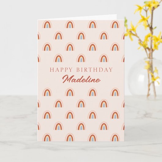 Gefeliciteerd | Zachte doodle regenboog Kaart (Gele Bloem)