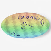 Gefeliciteerd Zachte Regenboogkleuren Persoonlijk Papieren Bordje (Gekanteld)