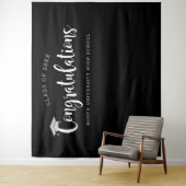 Gefeliciteerd Zilver Zwarte Afstudeerfeest Wandkleed (In situ)