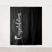 Gefeliciteerd Zilveren Zwarte Afstudeerfeest Wandkleed (Voorkant)