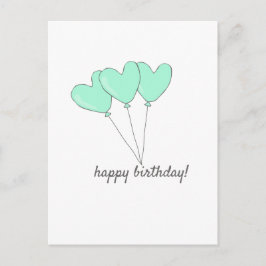 Gefeliciteerd - Zoete turquoise hartvormige ballon Briefkaart