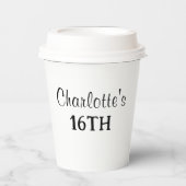 Gefeliciteerd | Zoete Zestien Naam Zwart & Wit Papieren Bekers (Voorkant)