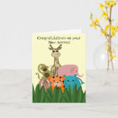 Gefeliciteerd Zoo Animal New Baby Kaart (Gele Bloem)