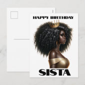Gefeliciteerd zus zwarte vrouw melanine koninginne feestdagenkaart (Voorkant / Achterkant)