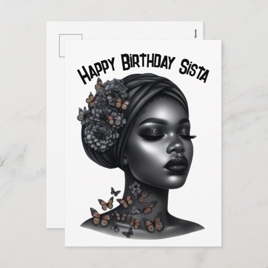 Gefeliciteerd Zuster zwarte meisje magie melanine Feestdagenkaart (Voorkant / Achterkant)