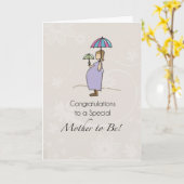 Gefeliciteerd Zwangerschap Paraplu Kaart (Gele Bloem)