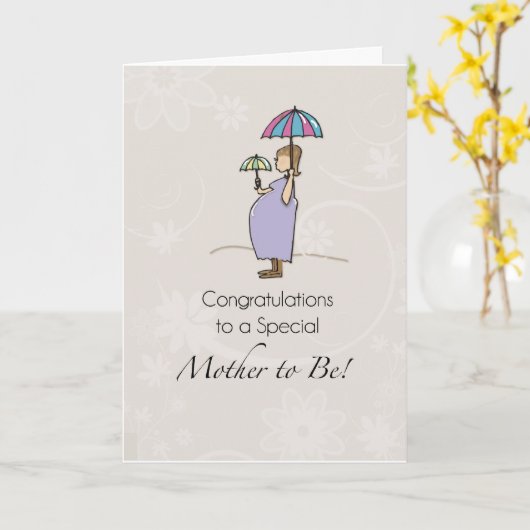 Gefeliciteerd Zwangerschap Paraplu Kaart (Gele Bloem)
