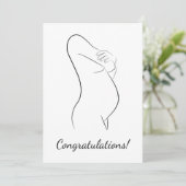 Gefeliciteerd Zwangerschapslijn Kunst Zwanger Vrou Kaart (Staand voorkant)