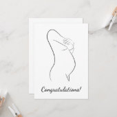 Gefeliciteerd Zwangerschapslijn Kunst Zwanger Vrou Kaart (Voorkant / Achterkant in situ)