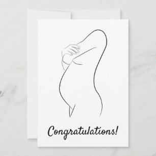 Gefeliciteerd Zwangerschapslijn Kunst Zwanger Vrou Kaart