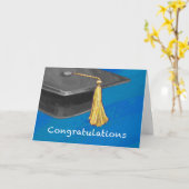 Gefeliciteerd, zwart en blauw kaart (Gele Bloem)