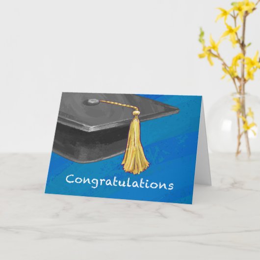 Gefeliciteerd, zwart en blauw kaart (Gele Bloem)