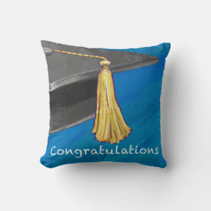 Gefeliciteerd, zwart en blauw kussen