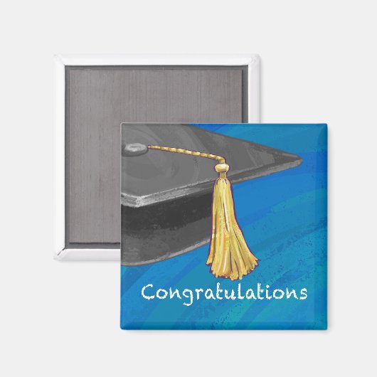 Gefeliciteerd, zwart en blauw magneet (Voorkant / Achterkant)