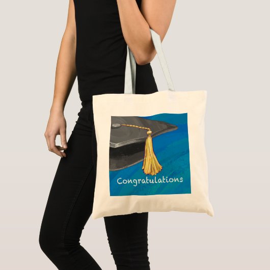 Gefeliciteerd, zwart en blauw tote bag (Voorkant (product))