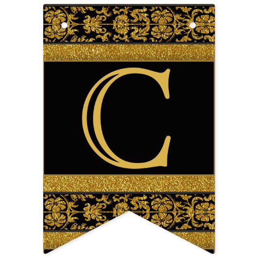 Gefeliciteerd - zwart en goud vlaggetjes (Eerste vlag)