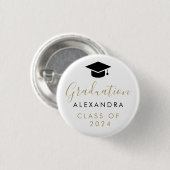 Gefeliciteerd Zwart Goud Afstuderen Ronde Button 3,2 Cm (Voorkant /achterkant)