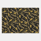 Gefeliciteerd Zwart Goud Confetti Ballons Celebrat Inpakpapier Vel (Voorkant 2)