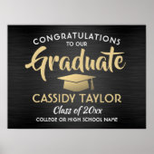 Gefeliciteerd, zwart goud en wit Afstuderen gebors Poster (Voorkant)