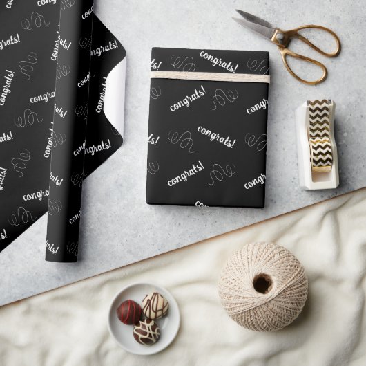 Gefeliciteerd! Zwart omlooppapier Cadeaupapier (Crafts)