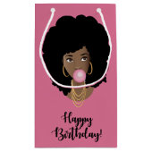 Gefeliciteerd! Zwart Vrouw, Bubblegum, Roze Klein Cadeauzakje (Achterkant)