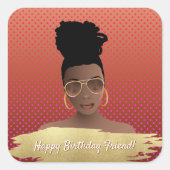 Gefeliciteerd! Zwart Vrouw w/Gouden tinten Koper Vierkante Sticker (Voorkant)