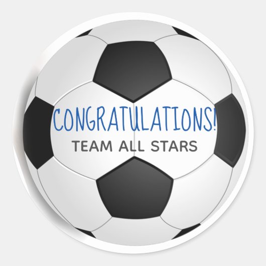 Gefeliciteerd Zwart wit aangepast Voetbal Ronde Sticker (Voorkant)