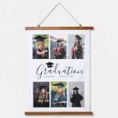 Gefeliciteerd Zwart Wit Afstuderen 6 Foto Hangend Wandkleed (Voorkant)