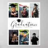 Gefeliciteerd Zwart Wit Afstuderen 6 Foto Poster (Voorkant)