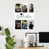 Gefeliciteerd Zwart Wit Afstuderen 6 Foto Poster (Thuiskantoor)
