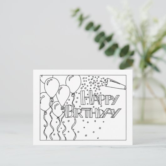 Gefeliciteerd zwart-wit ansichtkaart briefkaart (Staand voorkant)