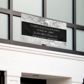 Gefeliciteerd zwart-wit kristallen diploma banner (Buitenkant Gebouw)