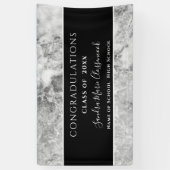 Gefeliciteerd zwart-wit kristallen diploma banner (Verticaal)