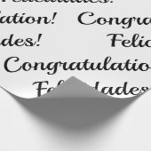 Gefeliciteerd Zwart & Wit Tweetalige tekst Cadeaupapier (Hoek)