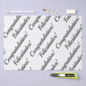 Gefeliciteerd Zwart & Wit Tweetalige tekst Tissuepapier (Craft)