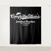 Gefeliciteerd Zwarte Afstudeerfeest Achtergrond Wandkleed (Voorkant)