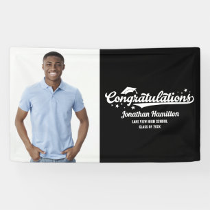 Gefeliciteerd Zwarte Afstudeerfeest Foto Spandoek