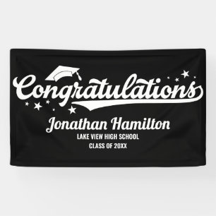 Gefeliciteerd Zwarte Afstudeerfeest Spandoek