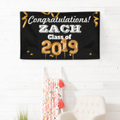 Gefeliciteerd, zwarte/goudbanner van Afstuderen kl Spandoek (Insitu)