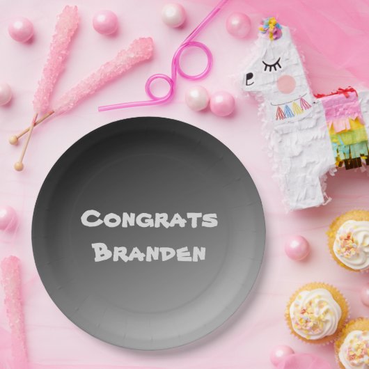 Gefeliciteerd Zwarte Gradiënt Papieren Bordje (Feest)