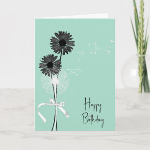 Gefeliciteerd Zwarte Madeliefjes en Paardenbloem Kaart