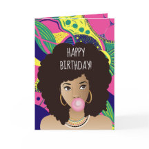 Gefeliciteerd! Zwarte vrouw, Bubble Gum, Kleurrijk