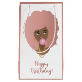 Gefeliciteerd! Zwarte Vrouw Roze Afro, Bubblegum Klein Cadeauzakje (Voorkant)