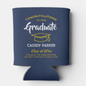 Gefeliciteerde GraduPartij Navy Blue Gold Yellow Blikjeskoeler (Achterkant)