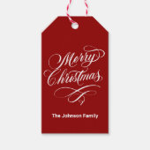 Gefeliciteerde kalligrafie Kerst Cadeaulabel (Voorkant)