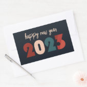 Gefeliciteerde tekst voor het nieuwe jaar 2023 rechthoekige sticker (Envelop)