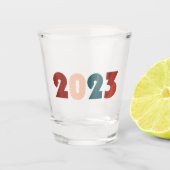 Gefeliciteerde tekst voor het nieuwe jaar 2023 shot glas (Voorkant)