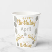 Gefeliciteerde verjaardag April verjaardagen Papie Papieren Bekers (Achterkant)