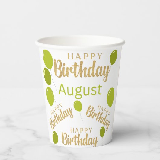 Gefeliciteerde verjaardag Augustarendagen Papierko Papieren Bekers (Achterkant)