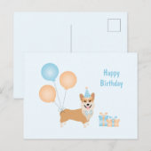 Gefeliciteerde Verjaardag Corgi Hond Briefkaart (Voorkant / Achterkant)